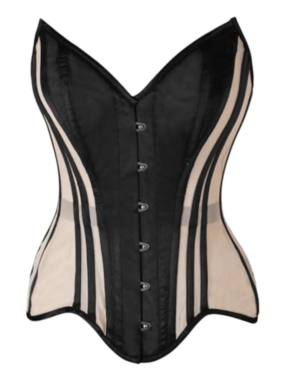 Fully Steel Boned Overbust Corset Front Busk Closure Lace-Up Back
